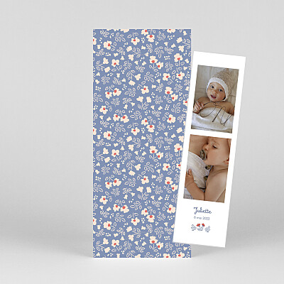 Faire-part de naissance bleu mon premier liberty (marque-page) bleu Faire-part de naissance bleu mon premier liberty (marque-page) bleu