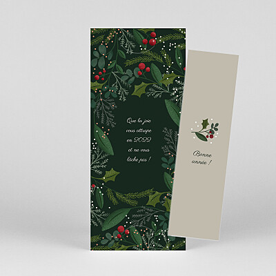 Carte de voeux baies d'hiver (marque page) vert Carte de voeux baies d'hiver (marque page) vert