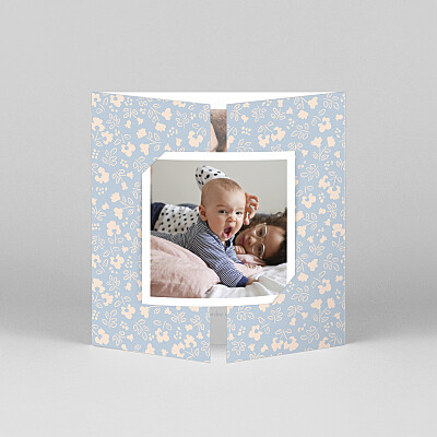 Faire-part de naissance fille mon petit liberty (fenêtre) bleu Faire-part de naissance fille mon petit liberty (fenêtre) bleu