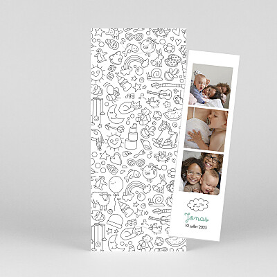 Faire-part de naissance blanc à colorier ! by omy (marque-page) blanc Faire-part de naissance blanc à colorier ! by omy (marque-page) blanc