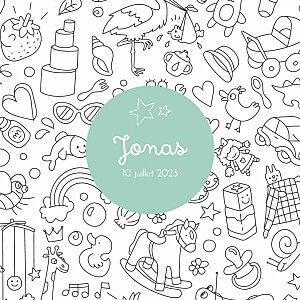 Faire-part de naissance jouets à colorier ! by omy (triptyque) blanc Faire-part de naissance jouets à colorier ! by omy (triptyque) blanc