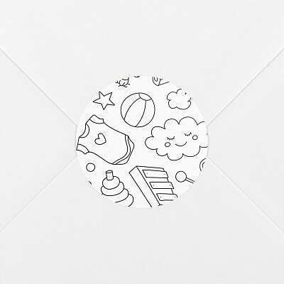 Stickers pour enveloppes naissance blanc à colorier ! by omy blanc Stickers pour enveloppes naissance blanc à colorier ! by omy blanc