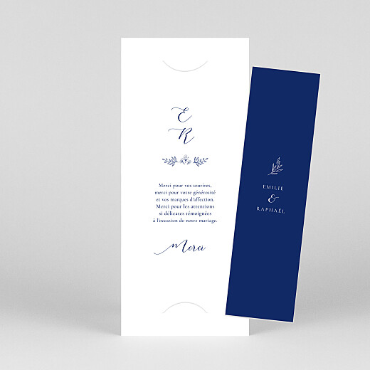 Carte de remerciement mariage Ronde des prés simple (photomaton) bleu - Vue 1