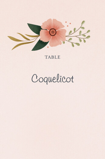 Marque-table mariage Daphné printemps - Recto Marque-table mariage Daphné printemps - Recto