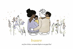 Faire-part de naissance classique instant champêtre (paysage) blanc Faire-part de naissance classique instant champêtre (paysage) blanc
