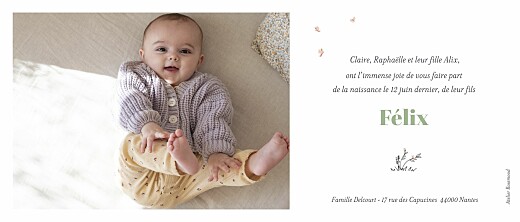 Faire-part de naissance Instant en balade (panoramique) blanc - Verso Faire-part de naissance Instant en balade (panoramique) blanc - Verso