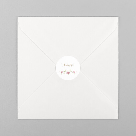 Stickers pour enveloppes baptême Couronne de roses blanc - Vue 2