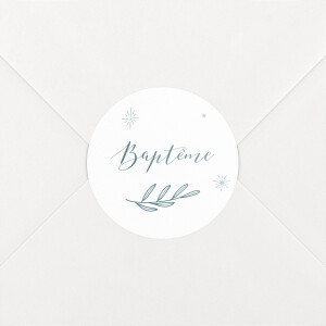 Stickers pour enveloppes baptême Douce colombe bleu