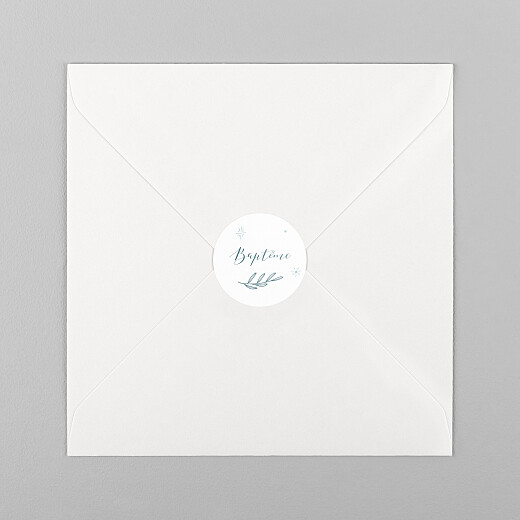 Stickers pour enveloppes baptême Douce colombe bleu - Vue 1