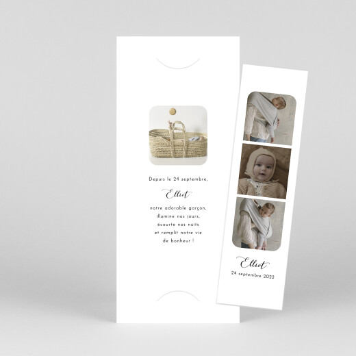Faire-part de naissance Tendre innocence (marque-page) blanc - Vue 1 Faire-part de naissance Tendre innocence (marque-page) blanc - Vue 1