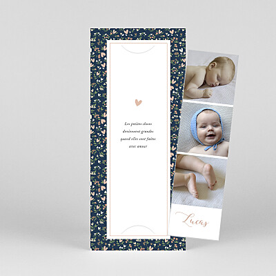Faire-part de naissance noir liberty coeur (marque-page) nuit Faire-part de naissance noir liberty coeur (marque-page) nuit