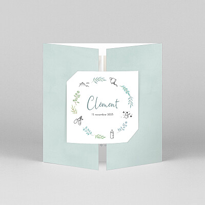 Faire-part de naissance fille couronne illustrée (fenêtre) bleu Faire-part de naissance fille couronne illustrée (fenêtre) bleu