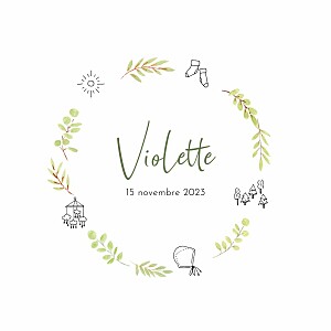 Faire-part de naissance tomoë couronne illustrée (4 pages) vert Faire-part de naissance tomoë couronne illustrée (4 pages) vert