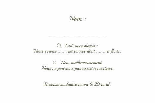 Carton réponse mariage Votre mariage en pictos (paysage) blanc - Verso Carton réponse mariage Votre mariage en pictos (paysage) blanc - Verso