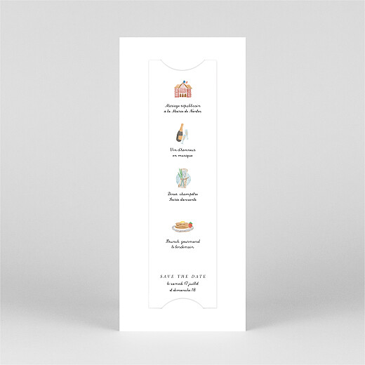 Save the Date Notre mariage illustré (marque page) blanc - Vue 3 Save the Date Notre mariage illustré (marque page) blanc - Vue 3