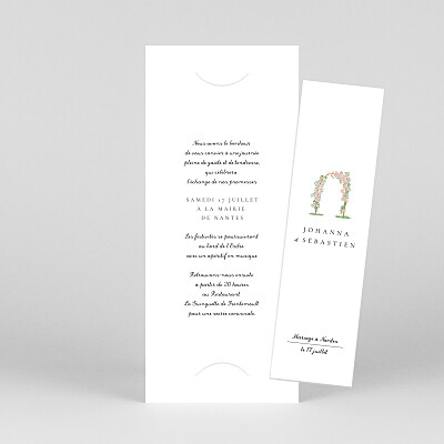 Faire-part de mariage chic notre mariage illustré (marque page) blanc Faire-part de mariage chic notre mariage illustré (marque page) blanc