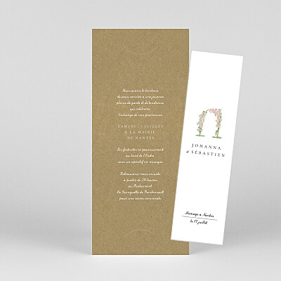 Faire-part de mariage blanc notre mariage illustré (marque page) kraft Faire-part de mariage blanc notre mariage illustré (marque page) kraft