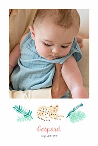 Faire-part de naissance animaux petite tropique (4 pages) blanc Faire-part de naissance animaux petite tropique (4 pages) blanc