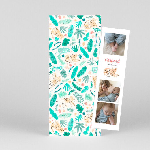 Faire-part de naissance Petite tropique (marque-page) vert - Vue 1 Faire-part de naissance Petite tropique (marque-page) vert - Vue 1