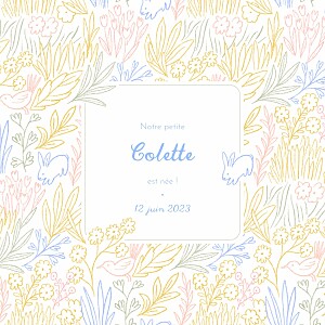 Faire-part de naissance animaux dans mon jardin (4 pages) jaune Faire-part de naissance animaux dans mon jardin (4 pages) jaune