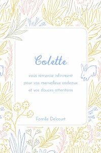 Carte de remerciement dans mon jardin multicolore Carte de remerciement dans mon jardin multicolore