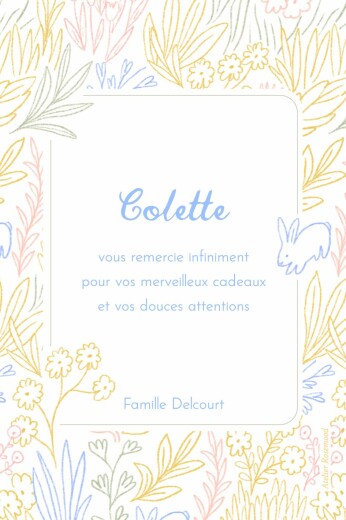 Carte de remerciement Dans mon jardin multicolore - Recto Carte de remerciement Dans mon jardin multicolore - Recto