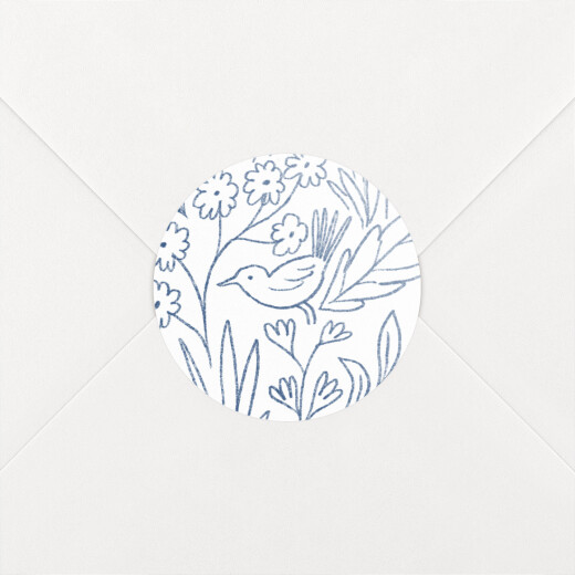 Stickers pour enveloppes naissance Dans mon jardin bleu - Vue 1