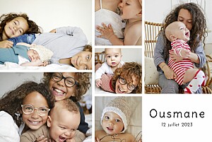 Faire-part de naissance premiers souvenirs (paysage) 8 photos blanc Faire-part de naissance premiers souvenirs (paysage) 8 photos blanc