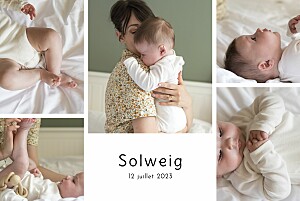 Faire-part de naissance premiers souvenirs (paysage) 5 photos blanc Faire-part de naissance premiers souvenirs (paysage) 5 photos blanc