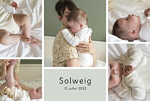 Faire-part de naissance vert premiers souvenirs (paysage) 5 photos vert Faire-part de naissance vert premiers souvenirs (paysage) 5 photos vert