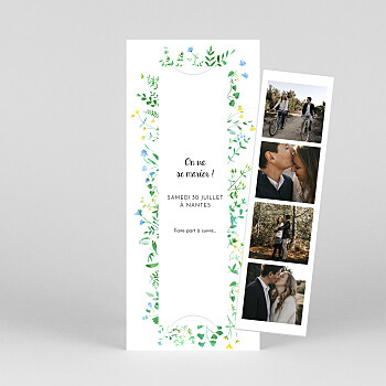 Save the date cadre fleuri (marque-page) blanc Save the date cadre fleuri (marque-page) blanc