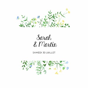 Faire-part de mariage sans photo cadre fleuri (4 pages) blanc Faire-part de mariage sans photo cadre fleuri (4 pages) blanc