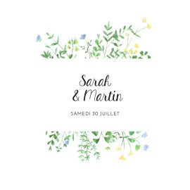 Faire-part de mariage Cadre fleuri (4 pages) blanc