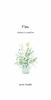 Menu de mariage cadre fleuri (4 pages) blanc Menu de mariage cadre fleuri (4 pages) blanc