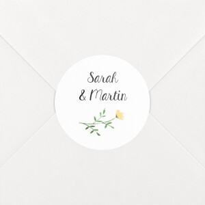 Stickers pour enveloppes mariage Cadre Fleuri Blanc