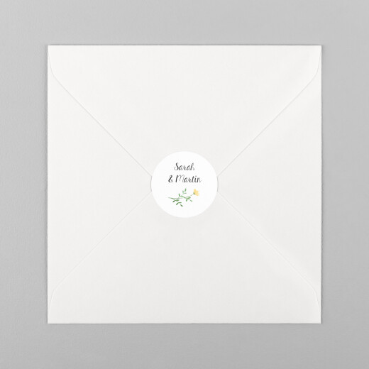 Stickers pour enveloppes mariage Cadre Fleuri Blanc - Vue 2