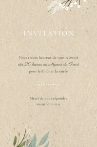 Carton d'invitation mariage Gaieté (portrait) beige