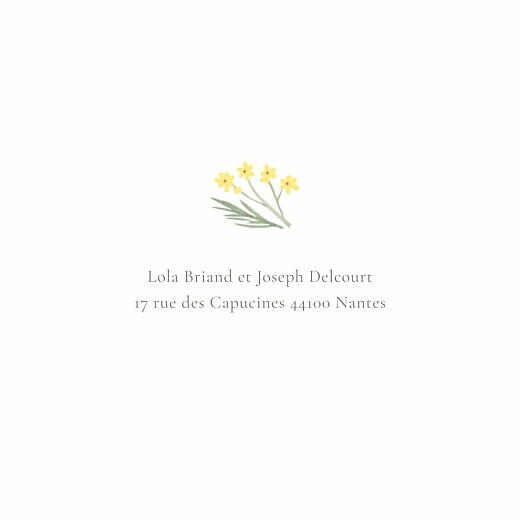 Carton d'invitation mariage Gaieté blanc - Verso Carton d'invitation mariage Gaieté blanc - Verso