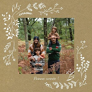 Carte de voeux beige brins d'hiver (4 pages) kraft Carte de voeux beige brins d'hiver (4 pages) kraft