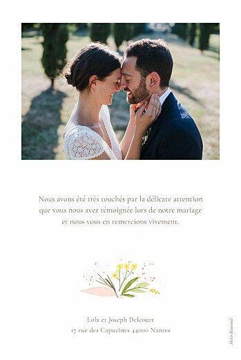 Carte de remerciement mariage Gaieté (portrait) blanc - Page 2