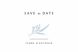 Save the date délicats feuillages bleu Save the date délicats feuillages bleu
