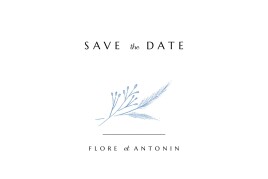 Save the Date Délicats feuillages bleu