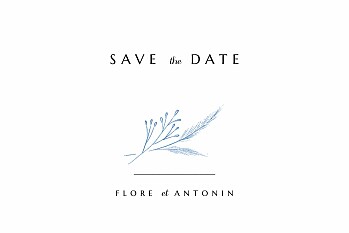 Save the date délicats feuillages bleu Save the date délicats feuillages bleu