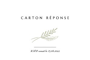 Carton réponse mariage vert délicats feuillages (paysage) vert Carton réponse mariage vert délicats feuillages (paysage) vert