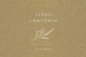 Carton d'invitation mariage marron délicats feuillages (paysage) kraft Carton d'invitation mariage marron délicats feuillages (paysage) kraft