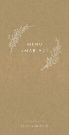 Menu de mariage Délicats feuillages kraft
