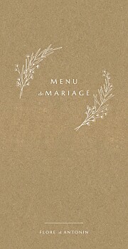 Menu de mariage délicats feuillages kraft Menu de mariage délicats feuillages kraft