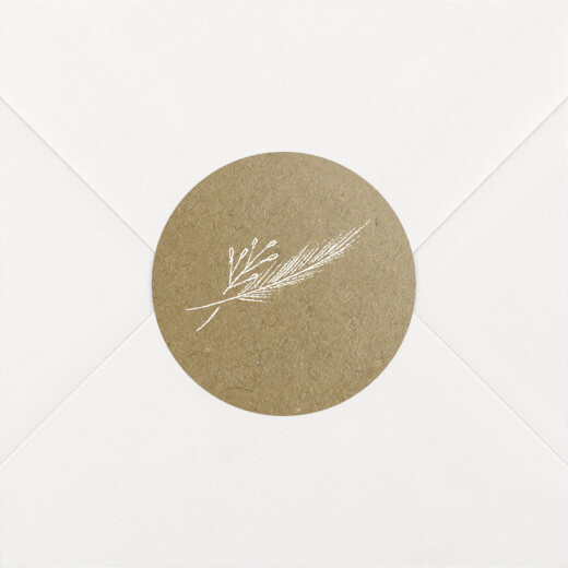 Stickers pour enveloppes mariage Délicats feuillages kraft - Vue 1