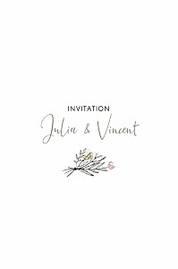 Carton d'invitation mariage blanc les mariés champêtres (portrait) blanc Carton d'invitation mariage blanc les mariés champêtres (portrait) blanc