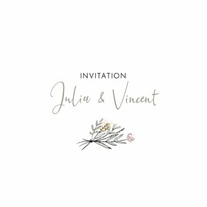 Carton d'invitation mariage Les mariés champêtres Blanc